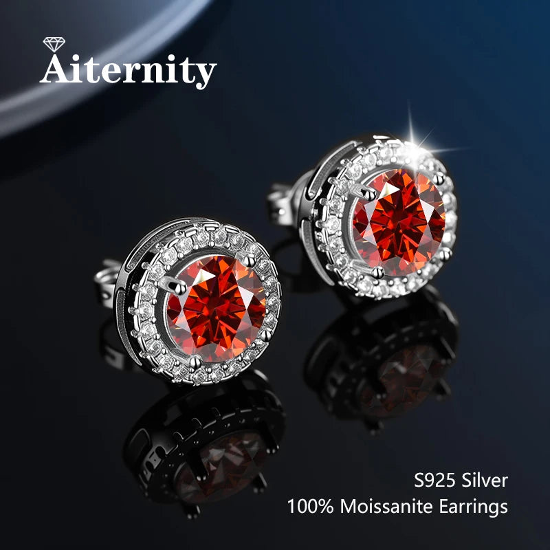 D VVS1 Moissanite Stud Earrings For Women Pass Diamond Tester Pen S925 Platinum Plating Moissanita With 2 Certificates