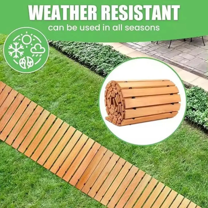 NonSlip Wooden Garden Pathway Decorative Curved Outdoor Walkway Easy Installation Weatherproof Garden Walkway Garden