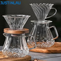 JUSTINLAU Hand Drip Coffee Pot Set High Borosilicate Glass Coffee Brewing Pot Espresso Filter Cups Household Coffee Accessories