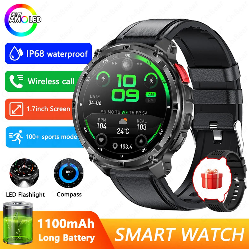 2026 New T-Rex3 Pro 1100mAh Battery Smart Watch GPS path 5ATM Waterproof Sports Run tracker Outdoors Compass Military Smartwatch