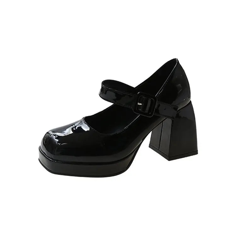 Lady Mary Jane Shoes 2024 New Square Toe Platform Women High Heels Big Size 35-44 Women's Chunky Heels Non-slip Pumps