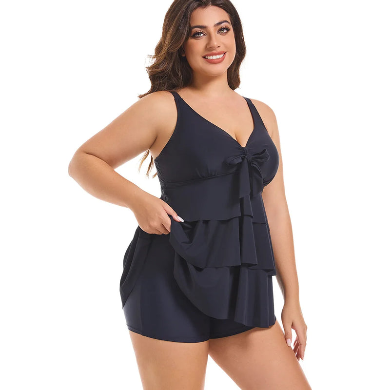 Women's Two Pieces Set Plus Size Tankini Swimsuits Ruffle | SAMAG