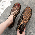 New 2026 Women Leisure Jelly Sandals Cut-out Soft PVC Breathable Summer Flat Shoes Close Toe Female Street Flats