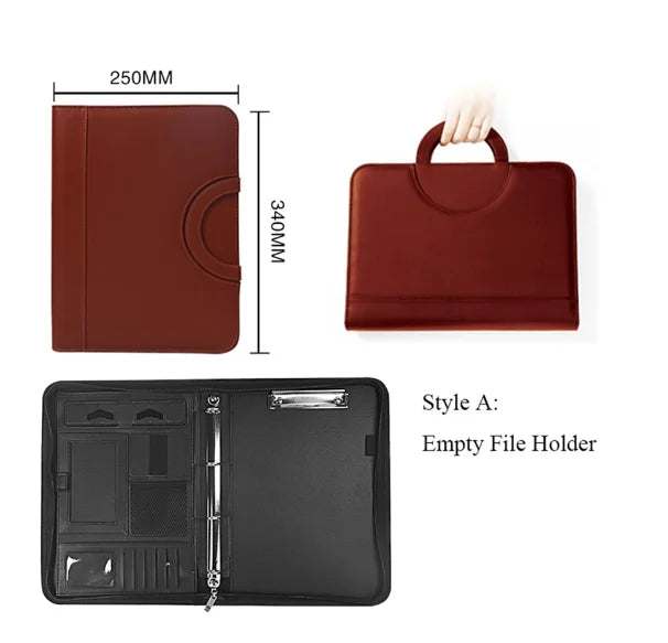 A4 Portable File Folder with Calculator Binder Organizer Manager Office Document Pad Briefcase PU Leather Padfolio Bag Customize