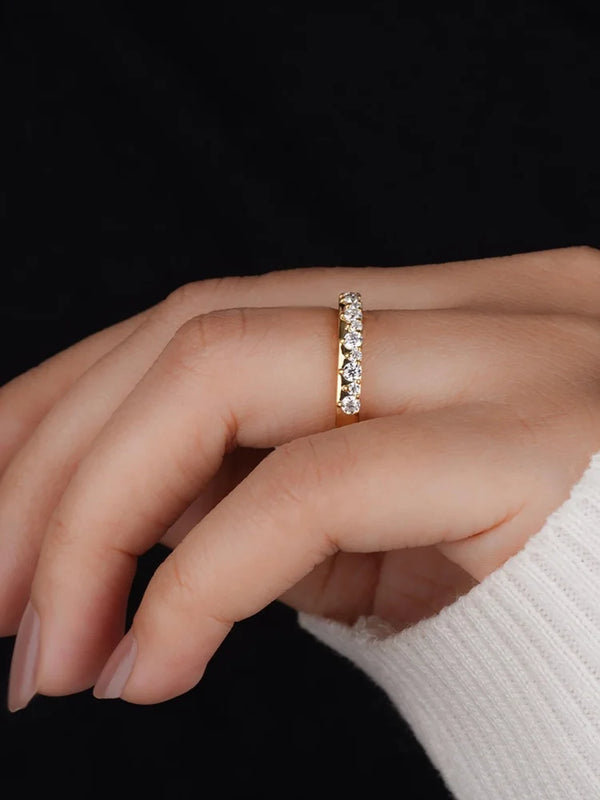 925 Sterling Silver Zircon Fashion Gorgeous Half Circle Round Ring For Women Engagement Anniversary High Quality Fine Jewelry