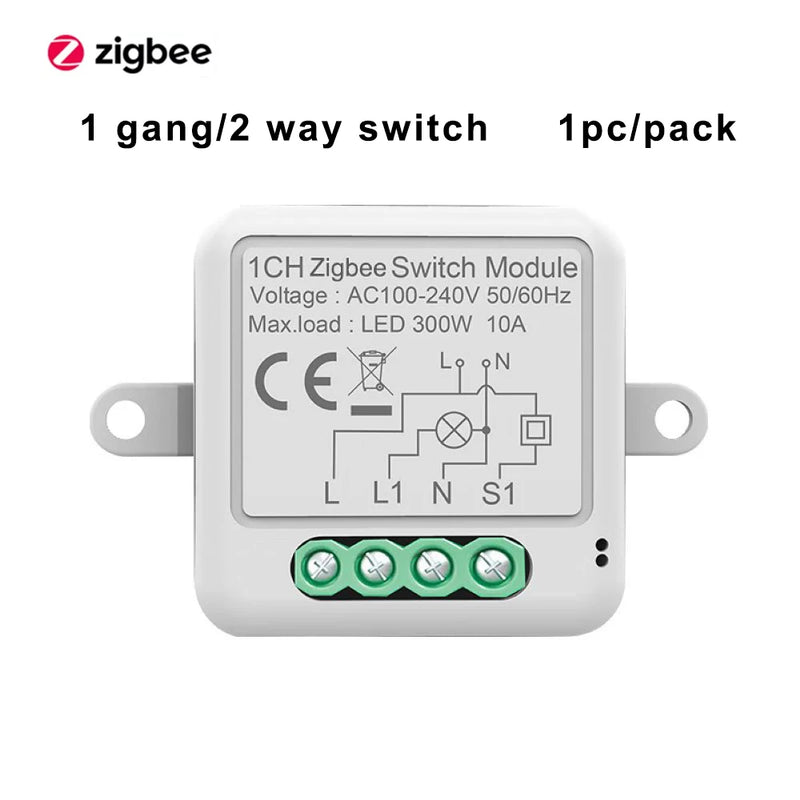 Tuya ZigBee 3.0 Smart Switch Module 10A Smart Home DIY Breaker 1 2 3 4 Gang Supports 2 Way Control Works with Alexa Google Home