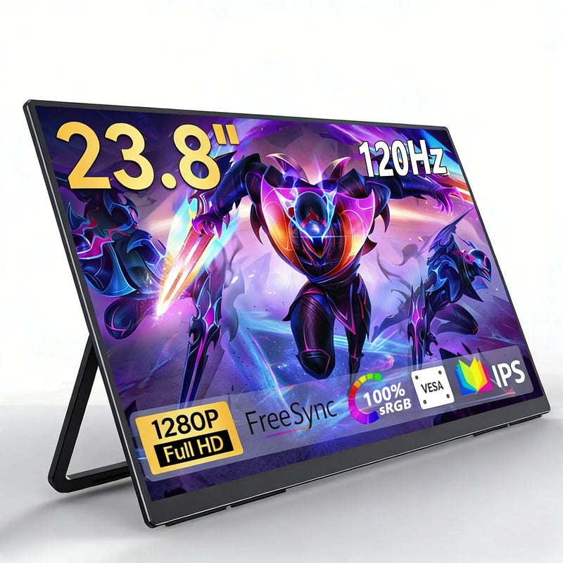 23.8 Inch 120Hz Portable Monitor 100%sRGB With VESA Hole Back Bracket Laptop Extended Display IPS Computer Display for Laptop PC