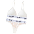 Women Lace Bra And Panties Set Sheer Polka Dot Lingerie Non-wire Bralette Sexy Low Rise Thongs Letter Band Mesh Underwear Set