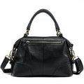 Aidrani  New women's retro handbag, large capacity Boston bag, made of cowhide material, black