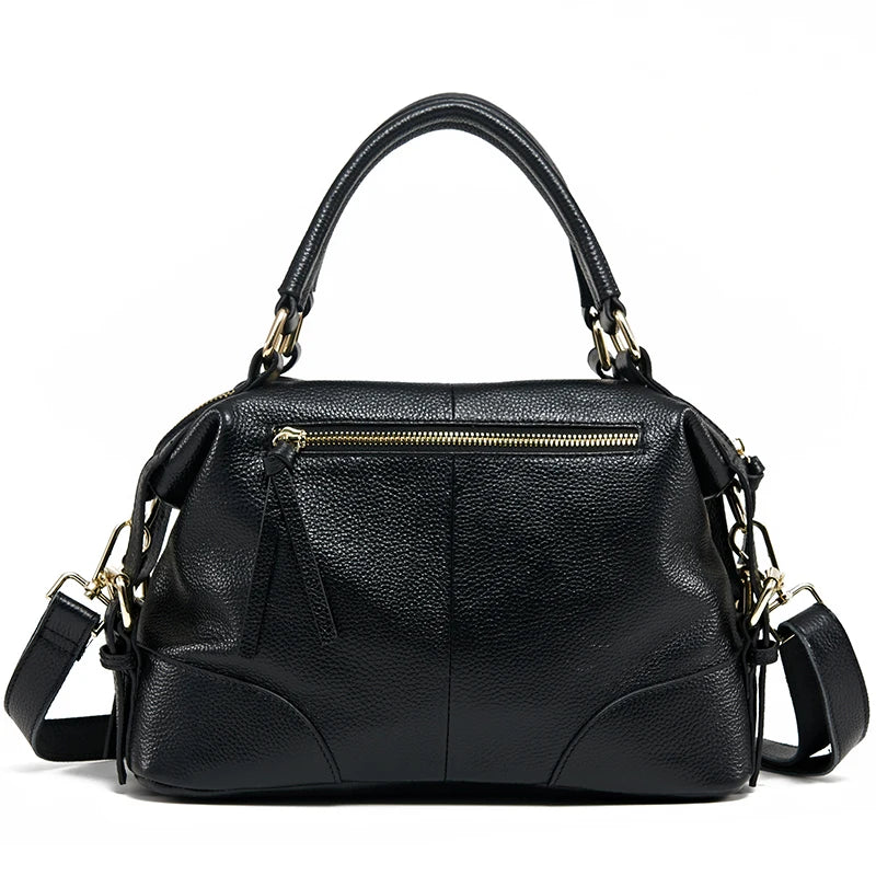 Aidrani  New women's retro handbag, large capacity Boston bag, made of cowhide material, black