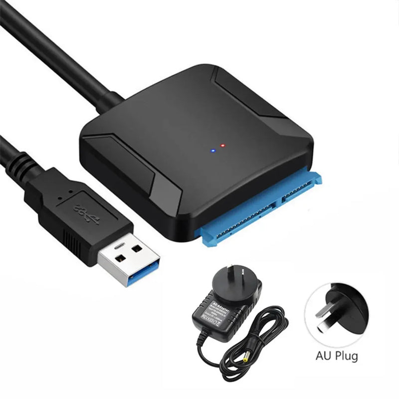 SATA to USB 3.0 Adapter Cable for 3.5/2.5 Inch SSD HDD SATA III Hard Drive Disk Converter Support UASP with 12V Power Adapter