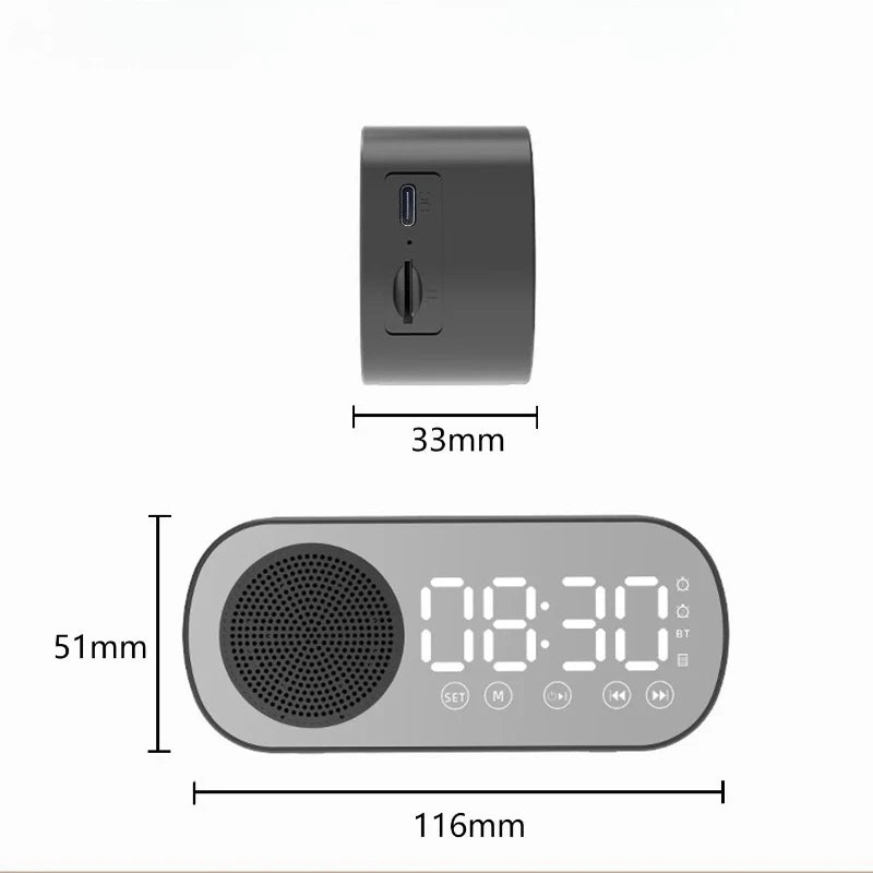 Digital Alarm Clock Wireless Bluetooth Speaker Multi-functional Subwoofer Clock Vertical Mini AI Smart Alarm Clock Music Player