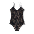 Sexy See Through Lace With Lining Backless Spaghetti Strap Bodysuit Woman Sling Tight Short Jumpsuit Slim Fit Rompers Playsuits