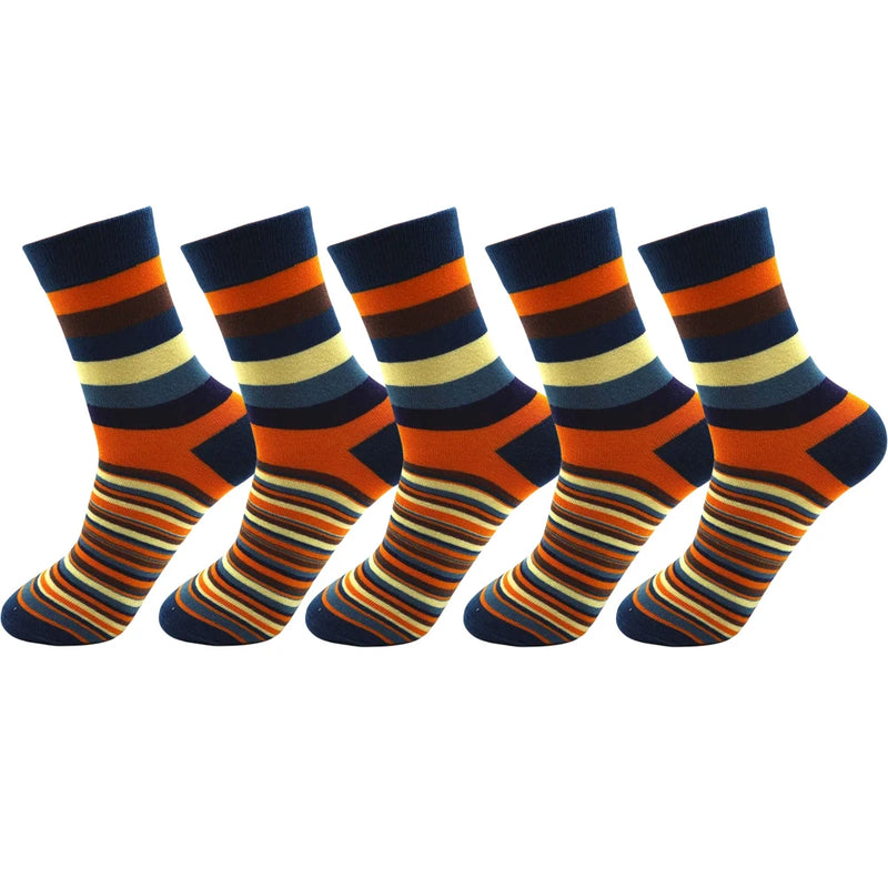 5 Pair Men's Striped Combed Cotton Socks Original Design | SAMAG