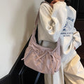 Large Capacity Women's Shoulder Bags Lightweight Nylon Pleated Crossbody Bag Multiple Pockets Hobo Bag For Women Commuting