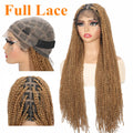 13x4 Lace Frontal Synthetic Braided Wig for Black Women Small Deep Wave Long Brown Wigs Crochet Braiding Wig with Baby Hair