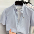 High End Brand Embroidered Striped Shirt Men's Short | SAMAG