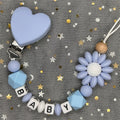 Free Custom Personalized Name Pacifier Clips Handmade Beech Wood Chain Silicone Crown Holder Soother Baby Teething Toy Chew Gift