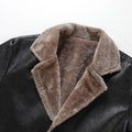 Winter Men's Thick PU Leather Jacket Coat Long Outwear Fur Turn Down Collar Fashion Male Clothes Vintage Leather Jackets MY916