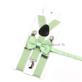 Novalty Sage Green Suspender Bowtie Set For Men Women Kids Romatic Wedding Party Elastic Y-back Straps Pants Shirt Accessory
