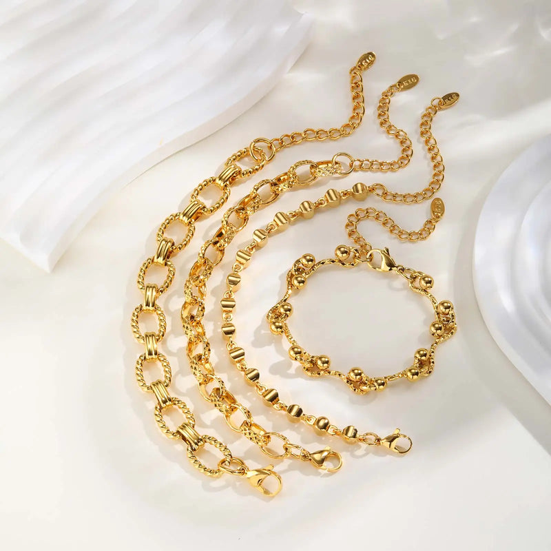 Minimalist Geometric Stainless Steel Bracelets 18K Gold Plated Thick Chunky Chain Bracelet for Women Waterproof Luxury Jewelry