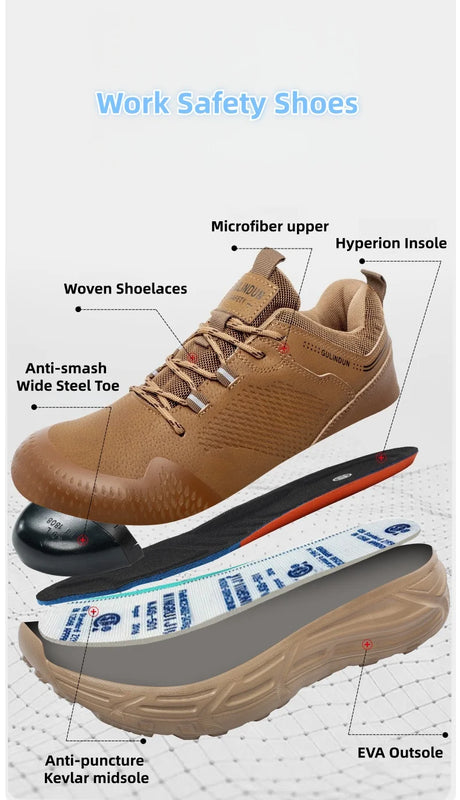 Wide Toe Safety Shoes Men Women Steel Toe Work Shoes Lightweight Protective Safety Boots Security Work Sneakers Size 47 48