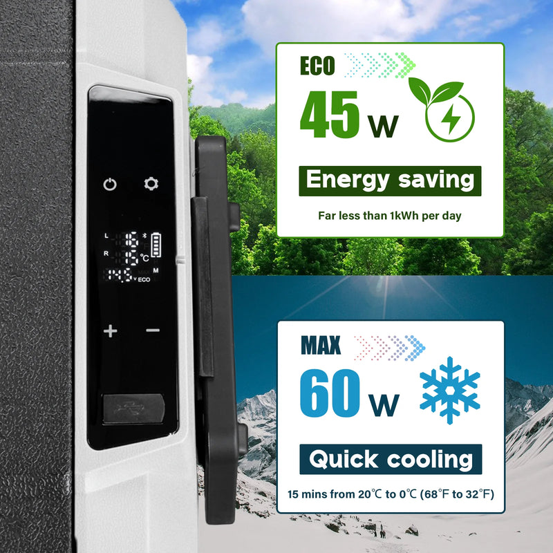 Alpicool T50 Dual Temperature Control 12 Volt Refrigerator 53 Quart Portable Car Fridge Freezer (-4°F~68°F) for Truck, RV, Boat