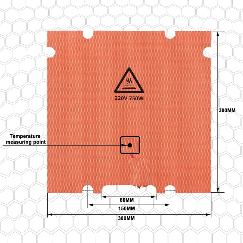 Toaiot 300/350mm Silicone Heated Bed Heating Pad with Hole 220V 750W/1000W for Voron 2.4 R2/Trident 3D Printer Parts Hot Bed