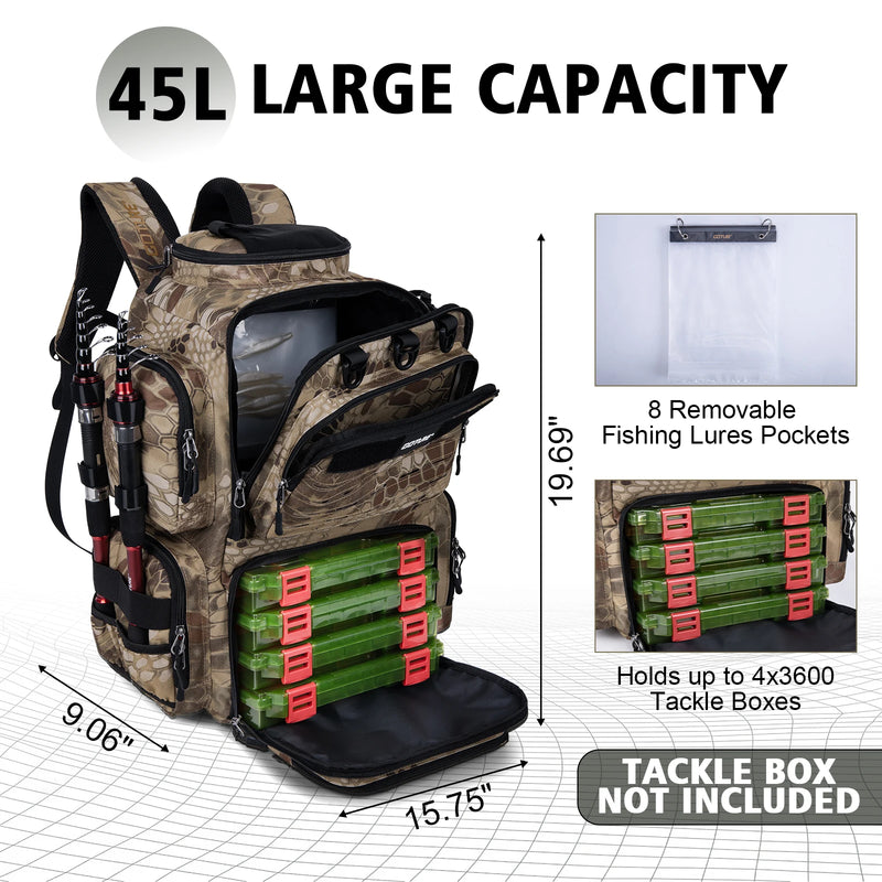 Goture 45L Large Fishing Backpack 900D Water - Resistant - View 2 | SAMAG