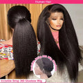 250 Density Invisi Strap 360 Full Lace Glueless Wig Invisible Drawstring Frontal Wig Kinky Straight Lace Front Human Hair