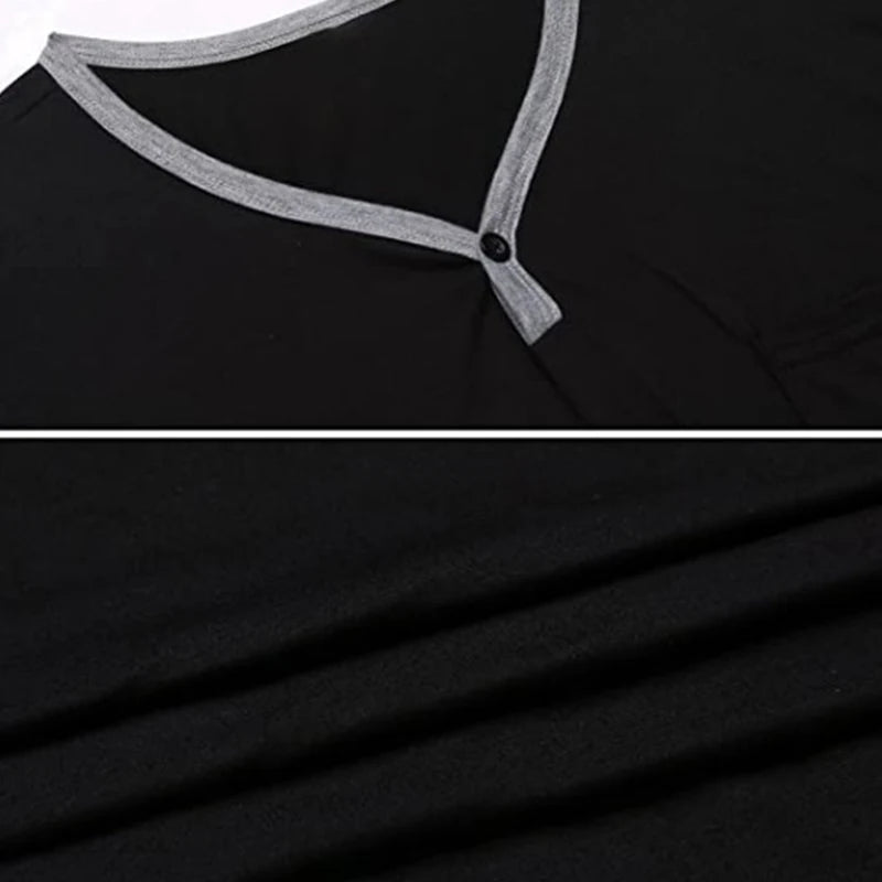 Men's Short Sleeve Thin Lengthened Leisure Pajamas Loose Skin Friendly Stretchy Robes Homewear Bathrobes Vintage Nightgown M-3XL