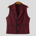 INCERUN Men Vests Patchwork Lapel Sleeveless Button Casual Male Waistcoats Color-block Streetwear 2025 Fashion Vests Men S-5XL