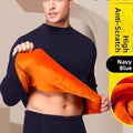 Thickened Fleece Warm Underwear Set Men's Pure Cotton Half High Collar Cotton Sweater Middle Aged Gold Velvet Autumn Clothes