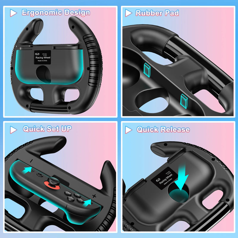 BEBONCOOL 2PCS M400 NEW Racing Steering Wheel for Switch 2 Controller Accessories Handle Grips for Switch 2 Game Accessories