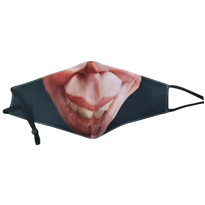 Smile Print Mask With Pocket Unisex Funny 3d Masks For Women Adult Face Scarf Adult Protec Mouthmask Outdoor Party Cosplay Mask
