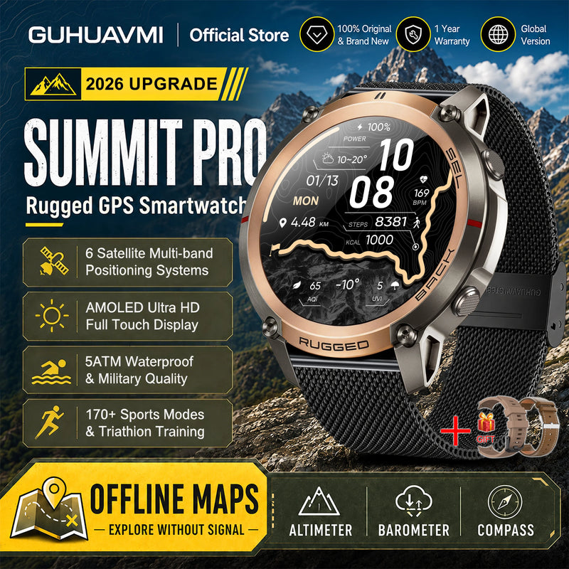2026 Military Satellite Offline Map GPS Smart Watch Men 1.43''AMOLED Bluetooth Call Compass 5ATM Waterproof 170+Sport Smartwatch
