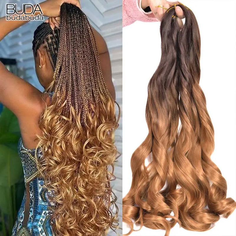 Loose Wave Braiding Hair Extensions 24" Synthetic Spiral Curls Braids Hair Pre Stretched Bouncy Braid French Curls Braiding Hair