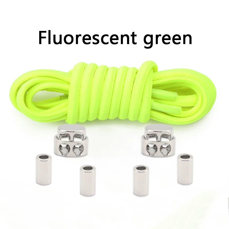 Oval Elastic Shoelace Metal Buckle Laces Unisex Quick-On/Off Shoelaces for Sneakers and Boots 1Pair/2Pair