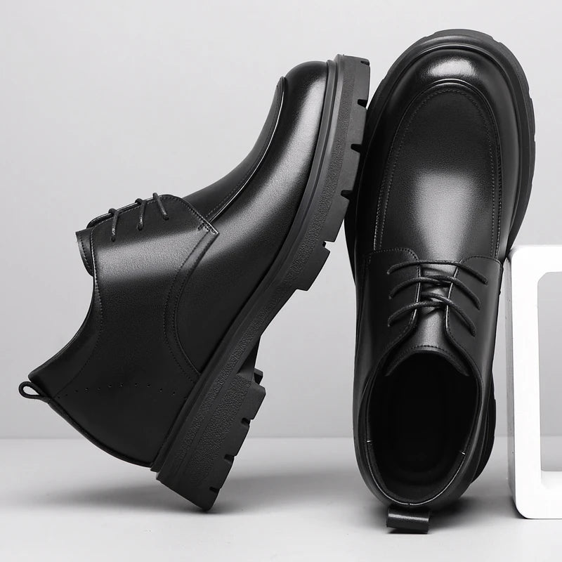 Invisible Comfortable Heightened Shoes for Men 3/6/8CM Thick Platform Genuine Leather Man Dress Shoes Casual Elevator Derby Shoe