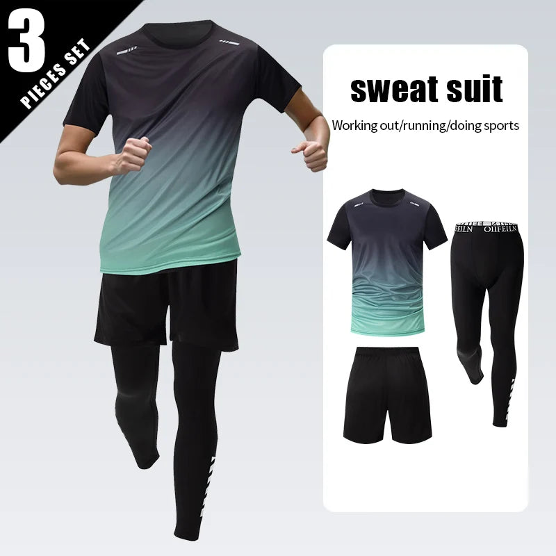 5/3/2/1 Piece Men's Four Seasons Multi-match Combination Sports Suit Gradual Zipper Jacket Running Fitness Short-sleeved Shorts
