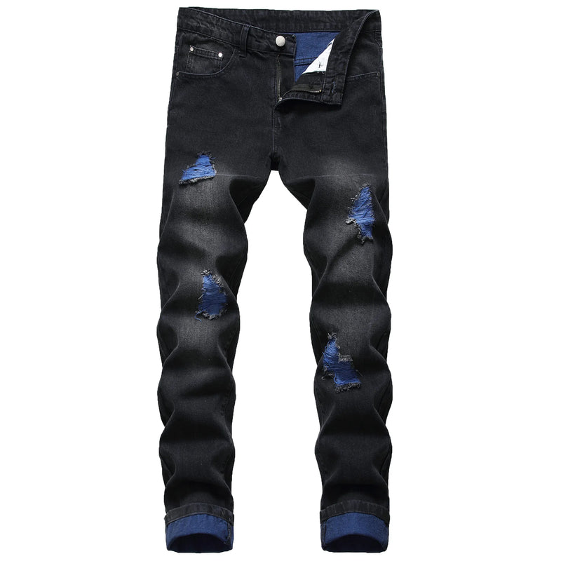 New Fall Collection: Men's Black Jeans, Blue Distressed | SAMAG