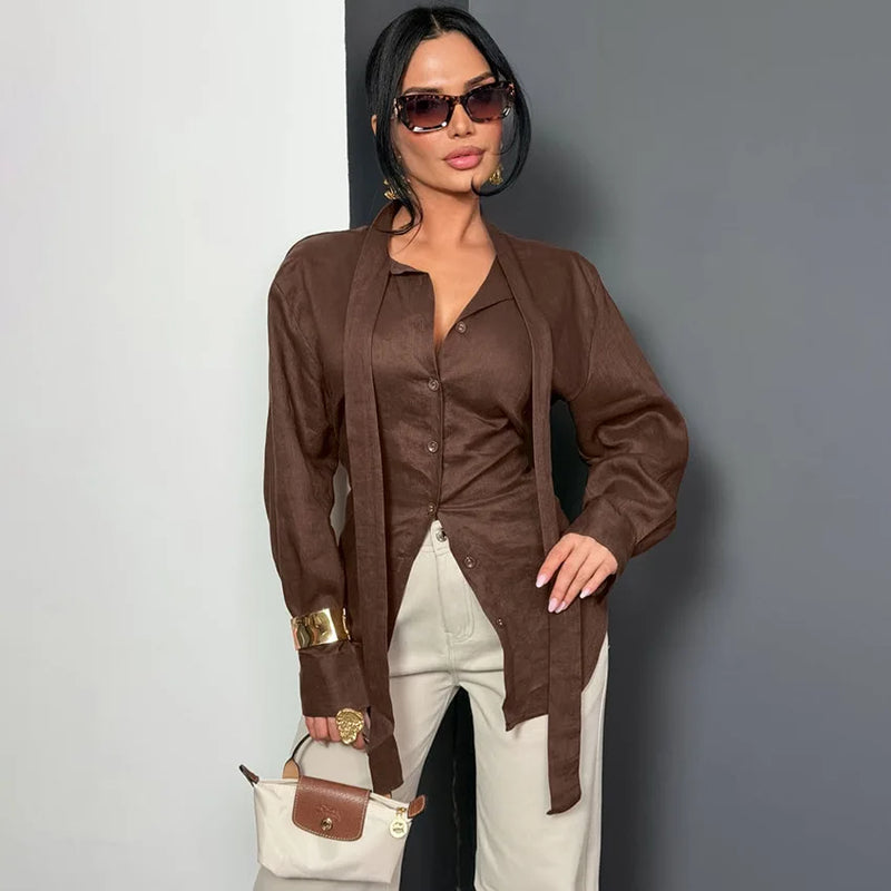 Women's 100% Cotton Floating Ribbon Back Lace Up Cardigan - View 13 | SAMAG