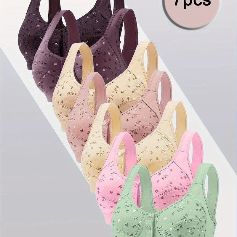 7pcs Elegant Lace Push Up Seamless Bras for Women Large Plus Size Breathable Lingerie,  All-Day Wear for Breasts Brassiere Femme