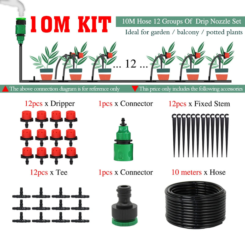 50-5M 1/4'' Hose Adjustable Drippers Automatic Watering Kit for Garden Greenhouse Home Outdoor Sprinkler Drip Irrigation System