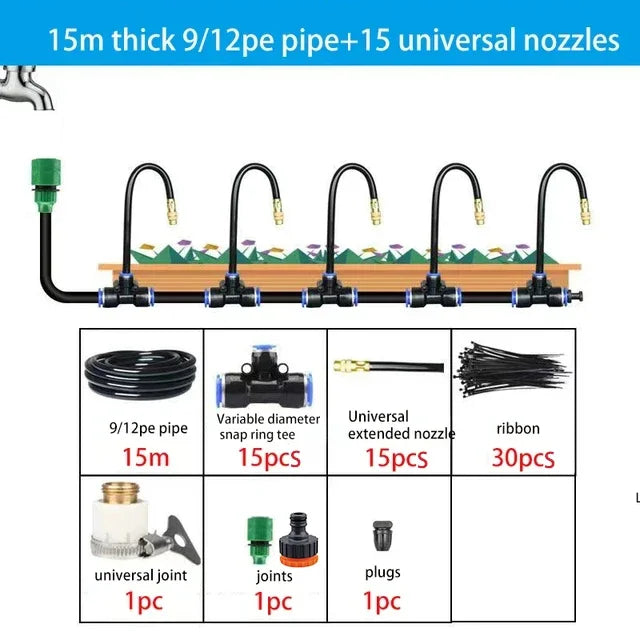 5-20M Universal Automatic Irrigation Sprinkler Kit Garden Balcony Atomization Sprinkler Watering Kits Rotating Copper Nozzle