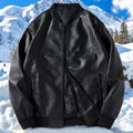 Autumn Men's Black Biker PU Leather Work Coat Korean Fashion Pu Leather Jacket Men Trend Casual Fit Slim Baseball Collar Clothes