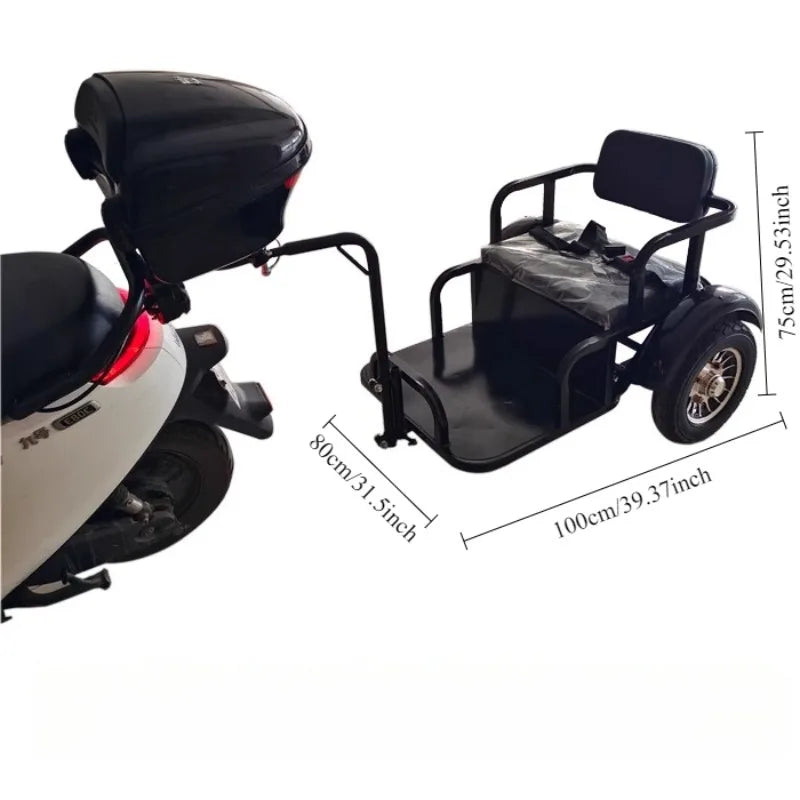 Metal Outdoor Electric Bicycle Trailer Carry People Shock Absorption Professional Wear-resistant Electric Bicycle Accessories