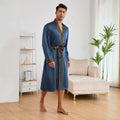 Men Long Nighty&Robe Set Summer Ice Silk Pajamas Set Sleepwear Loose Casual Home Clothes Nightwear Male Loungewear