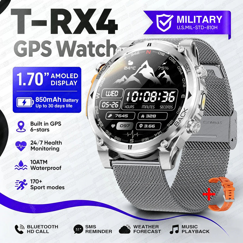 2026New T-RX4 Ultra GPS Smart Watch For Men 6-star GPS Positioning 10ATM Waterproof 850mAh Battery Compass 170+Sports Smartwatch