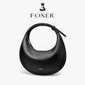 FOXER Brand PU Leather Women's Shoulder Bag Fashion Female Underarm Hobo Bag Crescent Half-moon Bag Travel Small Crossbody Bag